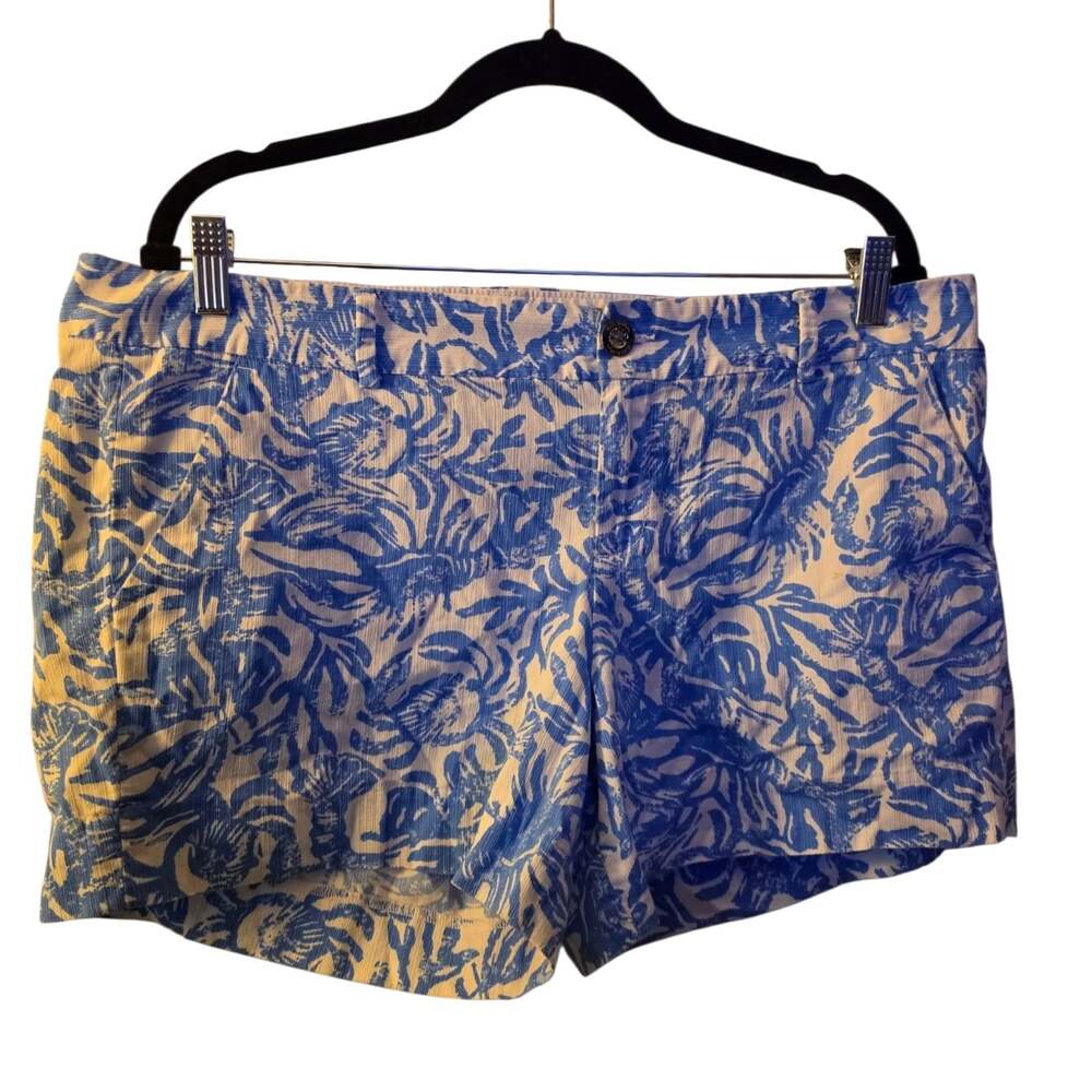 Lily Pulitzer Callahan 5" Inseam Womens Blue White Shorts Sz 14